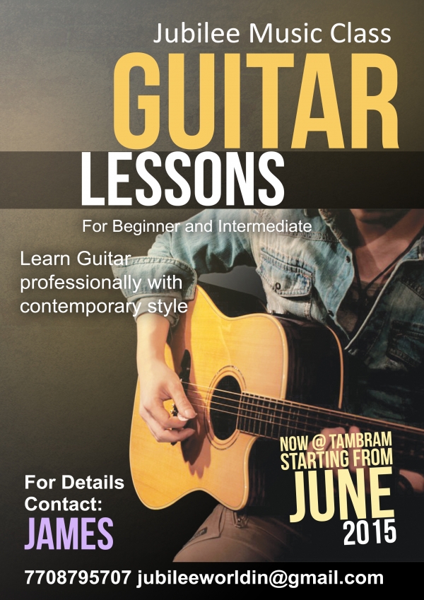 Jubilee Chennai poster offering guitar lessons