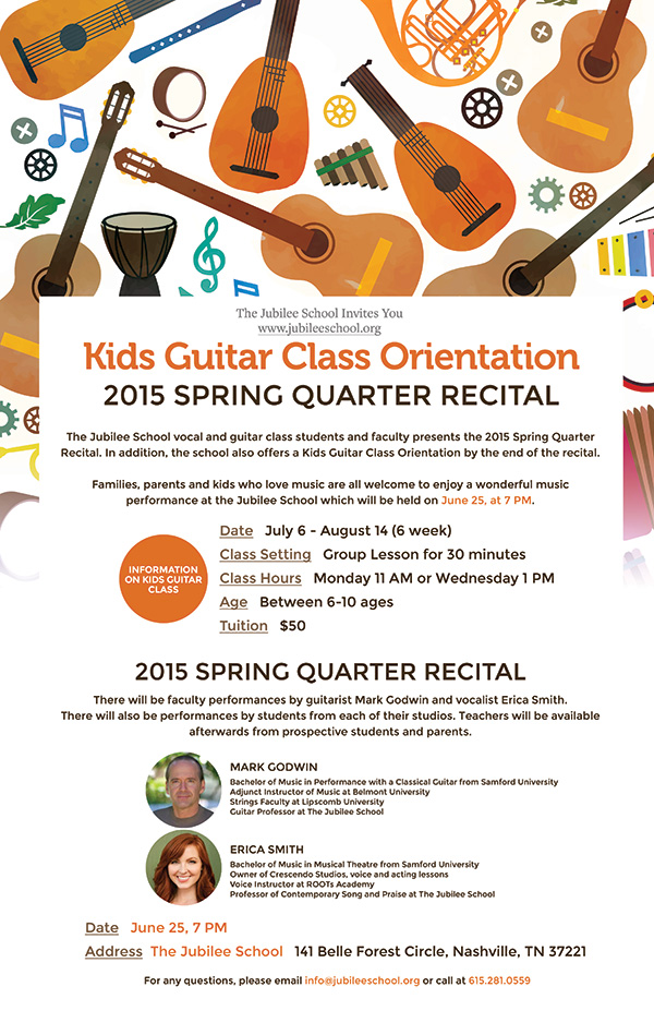 The Jubilee School to Hold 2015 Spring Quarter Recital, Kids Guitar Class Orientation